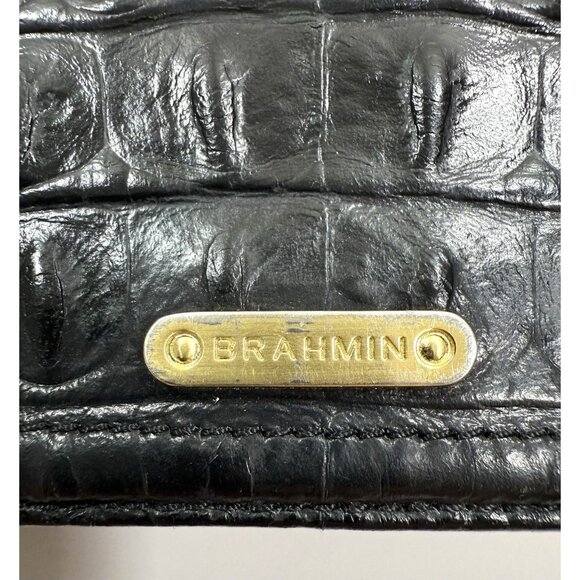 Brahmin Debra Pecan Melbourne Genuine Leather Croc Embossed Wallet Black - Picture 16 of 16